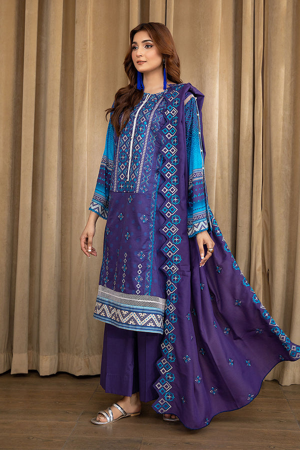 SBL-01 - SAFWA BLISS 3 PIECE DIGITAL PRINTED EMBROIDERED  LAWN COLLECTION