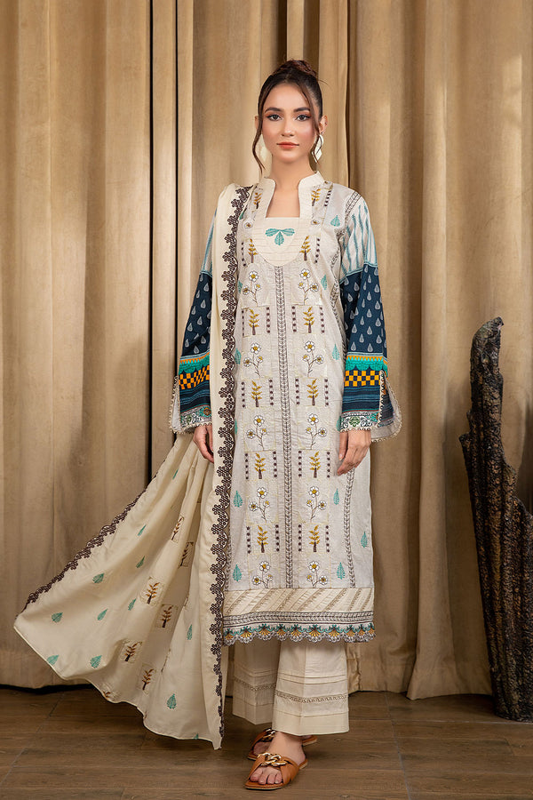 SBL-10 - SAFWA BLISS 3 PIECE DIGITAL PRINTED EMBROIDERED LAWN COLLECTION
