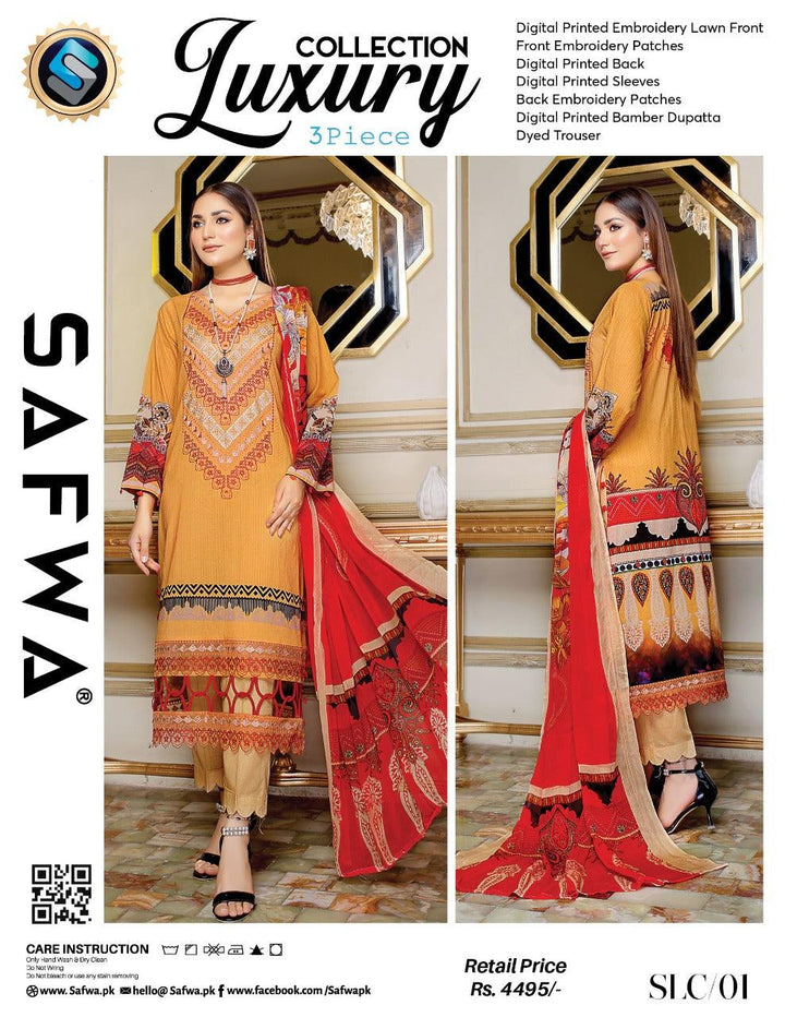 SLC-01 - SAFWA LUXURY 3-PIECE COLLECTION VOL 1 2022 Shop Online | Pakistani Dresses | Dresses |3-Piece Dress