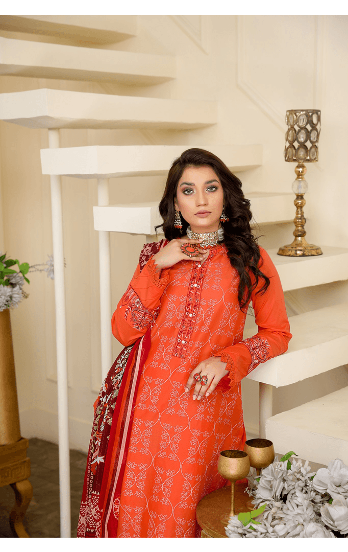 SEC-02 - SAFWA ETSY 3-PIECE EMBROIDERED COLLECTION 2022 Dresses | Dress Design | Shirts | Kurti