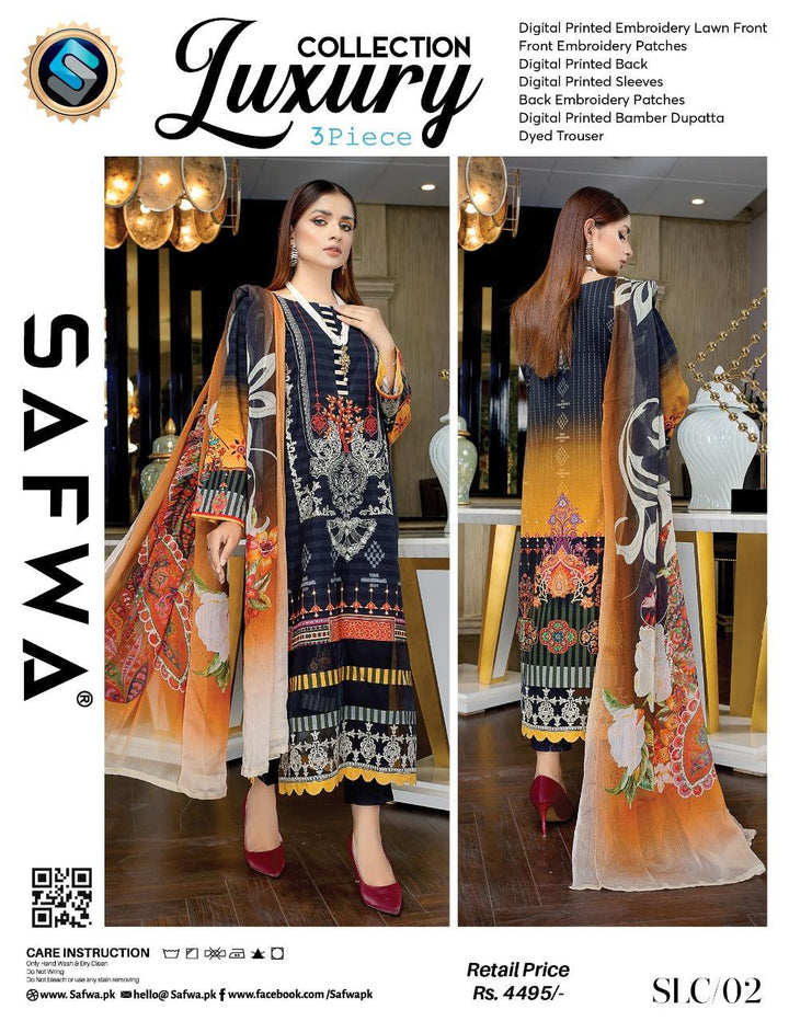 SLC-02 - SAFWA LUXURY 3-PIECE COLLECTION VOL 1 2022 Shop Online | Pakistani Dresses | Dresses |3-Piece Dress