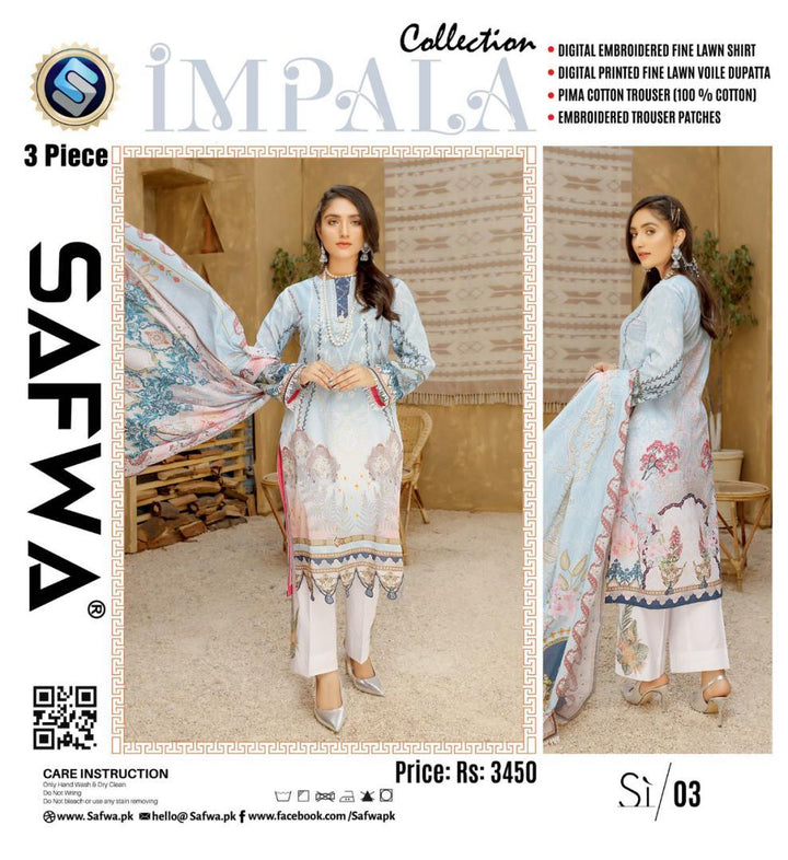 SI-03 - SAFWA IMPALA 3-PIECE COLLECTION VOL 1 2021 SAFWA | Dresses | Dress Designs | Summer 2021