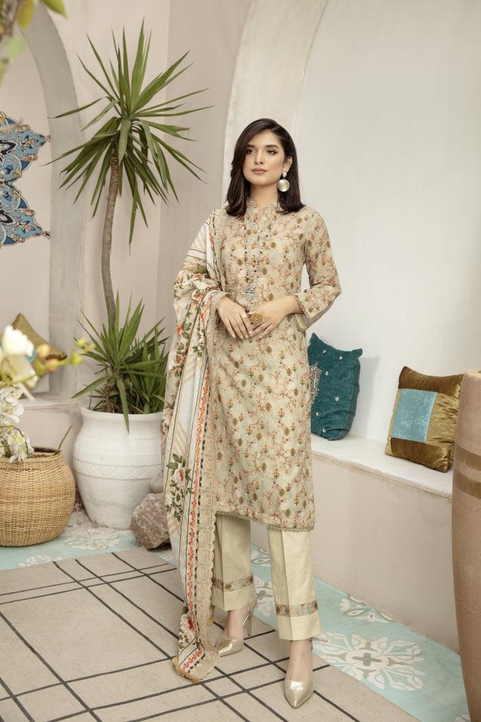 SMC-004 - SAFWA EMBROIDERD PRINTS 3-PIECE LAWN COLLECTION VOL  1 2021 Three Piece Suit- SAFWA Brand Pakistan online shopping for Designer Dresses