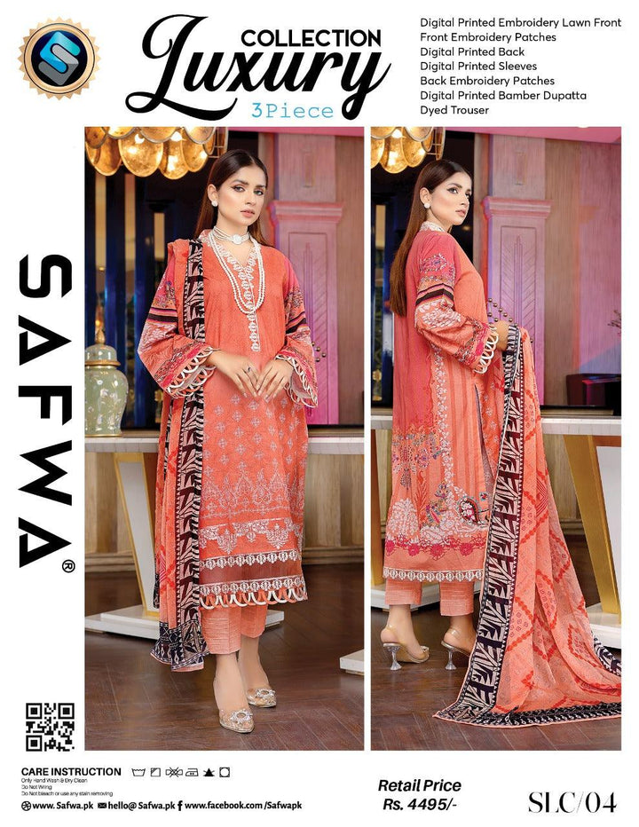 SLC-04 - SAFWA LUXURY 3-PIECE COLLECTION VOL 1 2022 Shop Online | Pakistani Dresses | Dresses |3-Piece Dress