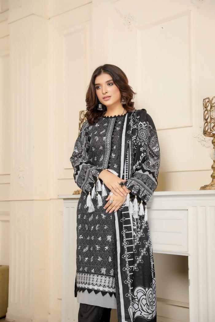 BS-05 - SAFWA BLACK EMBROIDERED 3 PIECE COLLECTION -SHIRT |Trouser |Duptta | SAFWA DRESS DESIGN| DRESSES | PAKISTANI DRESSES| SAFWA | SAFWA Brand | Pakistan online shopping | Designer Dresses