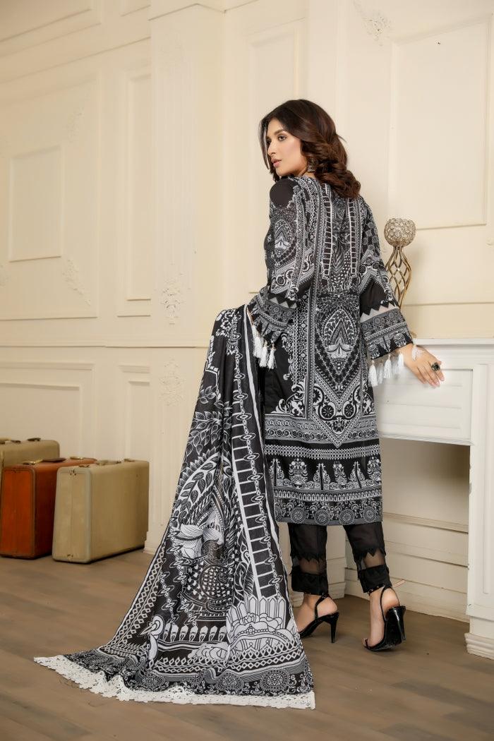 BS-05 - SAFWA BLACK EMBROIDERED 3 PIECE COLLECTION -SHIRT |Trouser |Duptta | SAFWA DRESS DESIGN| DRESSES | PAKISTANI DRESSES| SAFWA | SAFWA Brand | Pakistan online shopping | Designer Dresses