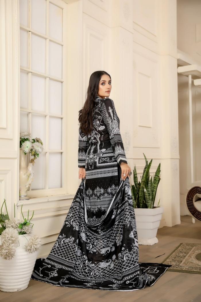 BS-08 - SAFWA BLACK EMBROIDERED 3 PIECE COLLECTION -SHIRT |Trouser |Duptta | SAFWA DRESS DESIGN| DRESSES | PAKISTANI DRESSES| SAFWA | SAFWA Brand | Pakistan online shopping | Designer Dresses