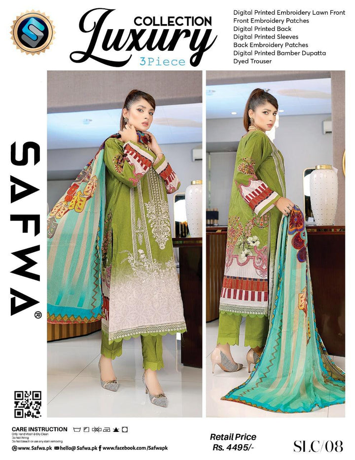 SLC-08 - SAFWA LUXURY 3-PIECE COLLECTION VOL 1 2022 Shop Online | Pakistani Dresses | Dresses |3-Piece Dress