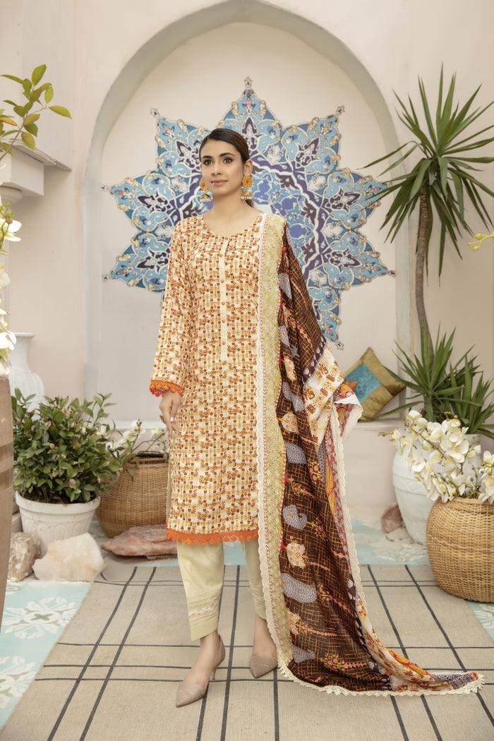 SMC-009 - SAFWA EMBROIDERD PRINTS 3-PIECE LAWN COLLECTION VOL  1 2021 Three Piece Suit- SAFWA Brand Pakistan online shopping for Designer Dresses