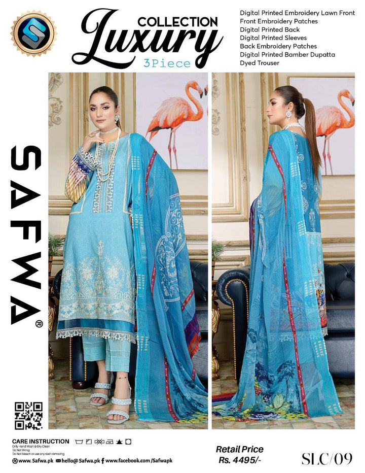 SLC-09 - SAFWA LUXURY 3-PIECE COLLECTION VOL 1 2022 Shop Online | Pakistani Dresses | Dresses |3-Piece Dress