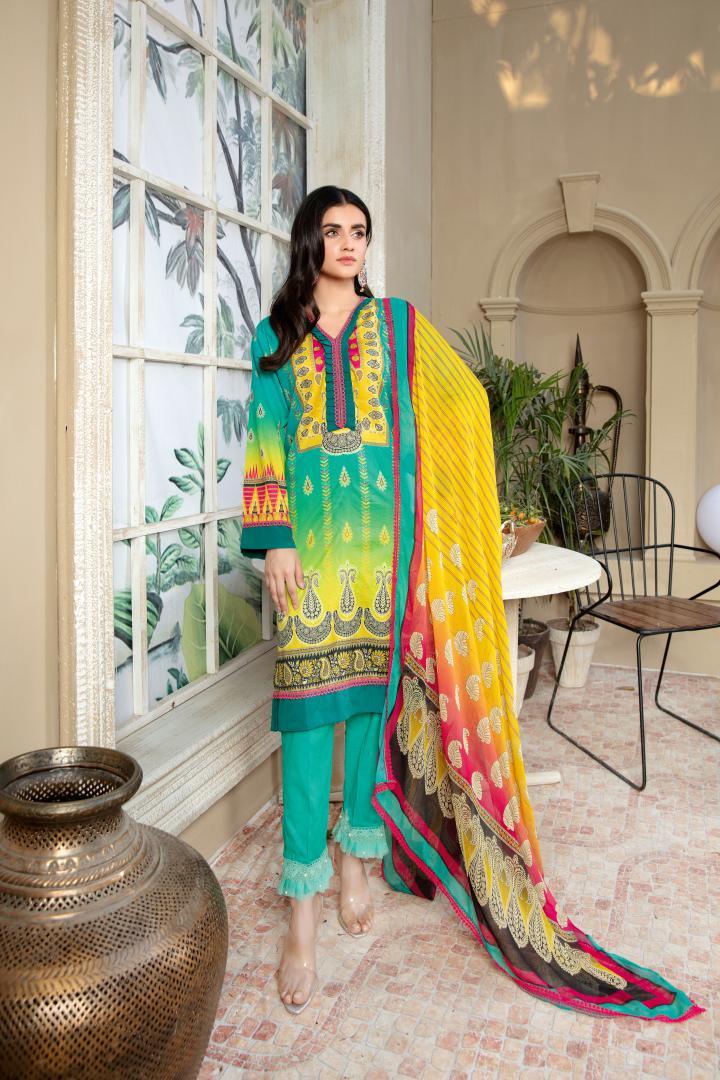 SB-116 - SAFWA DIGITAL PRINT 3-PIECE LAWN COLLECTION VOL 02 2021 Three Piece Suit- SAFWA Brand Pakistan online shopping for Designer Dresses