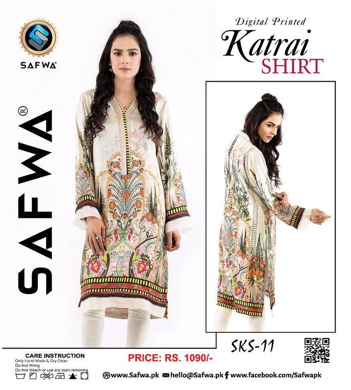 SKS-11 - SAFWA DIGITAL PRINTED KATRAI KURTI COLLECTION 2021  SAFWA | Dresses | Pakistani Dresses | Dress Design