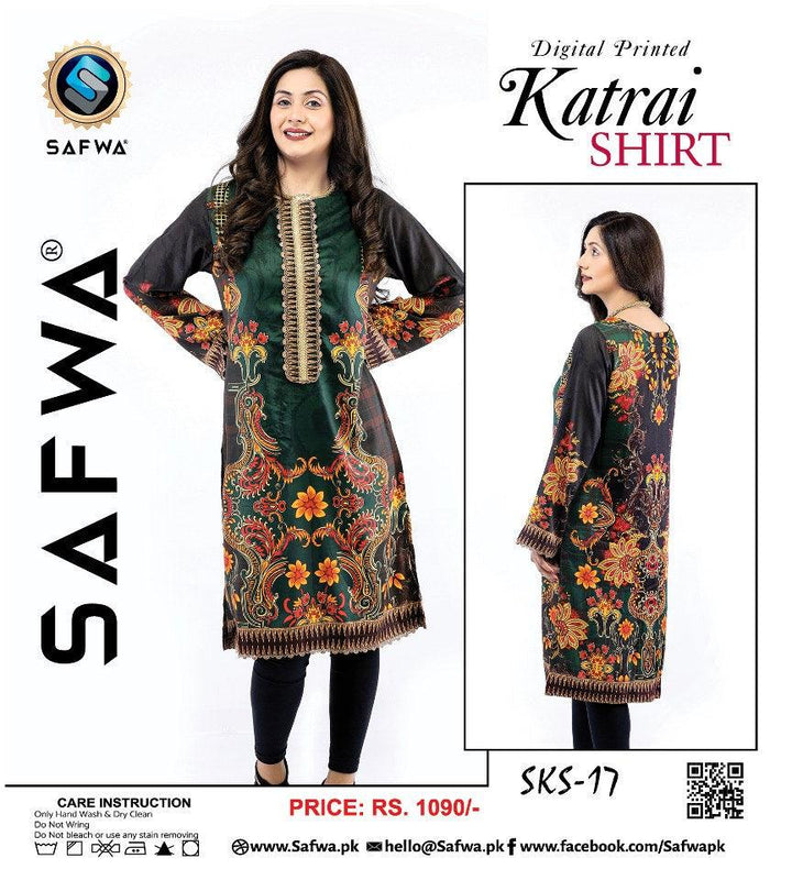 SKS-17 - SAFWA DIGITAL PRINTED KATRAI KURTI COLLECTION 2021  SAFWA | Dresses | Pakistani Dresses | Dress Design