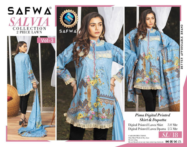 SL-18 -SAFWA LAWN-SALVIA COLLECTION VOL 03 2020 - PRINTED -2 PIECE DRESS - Safwa |Dresses| Pakistani Dresses| Fashion|Online Shopping