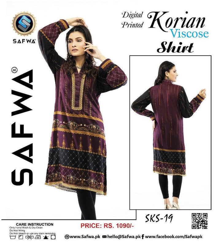 SKS-19 - SAFWA DIGITAL PRINTED VISCOSE KURTI COLLECTION | Dresses | Pakistani Dresses | Dress Design