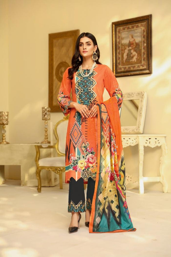 SB-208 - SAFWA DIGITAL PRINT 3-PIECE LAWN COLLECTION VOL 08 2021 Three Piece Suit- SAFWA Brand Pakistan online shopping for Designer Dresses.