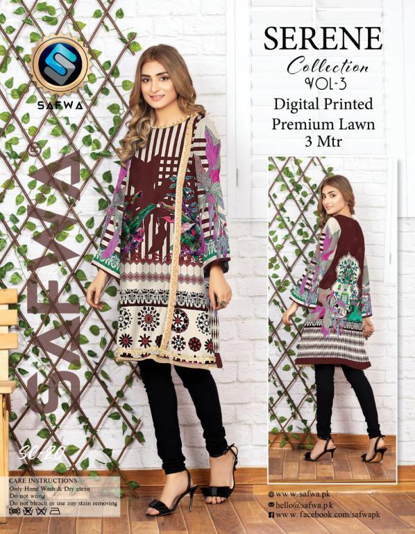 SC/20 -SAFWA PREMIUM LAWN-SERENE COLLECTION-DIGITAL LAWN SHIRT - Safwa-Pakistani Dresses-Dresses-Kurti-Shop Online