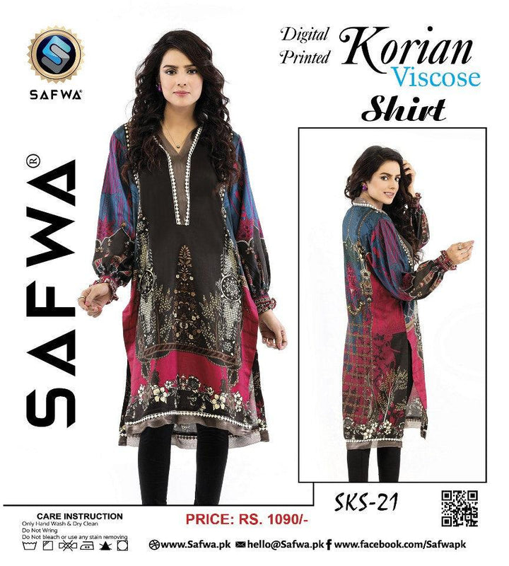 SKS-21 - SAFWA DIGITAL PRINTED VISCOSE KURTI COLLECTION | Dresses | Pakistani Dresses | Dress Design