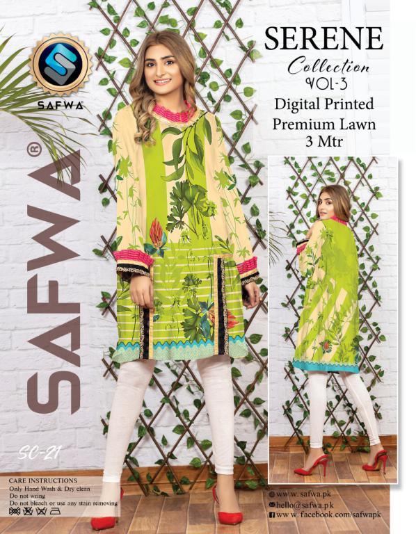 SC/21 -SAFWA PREMIUM LAWN-SERENE COLLECTION-DIGITAL LAWN SHIRT - Safwa-Pakistani Dresses-Dresses-Kurti-Shop Online