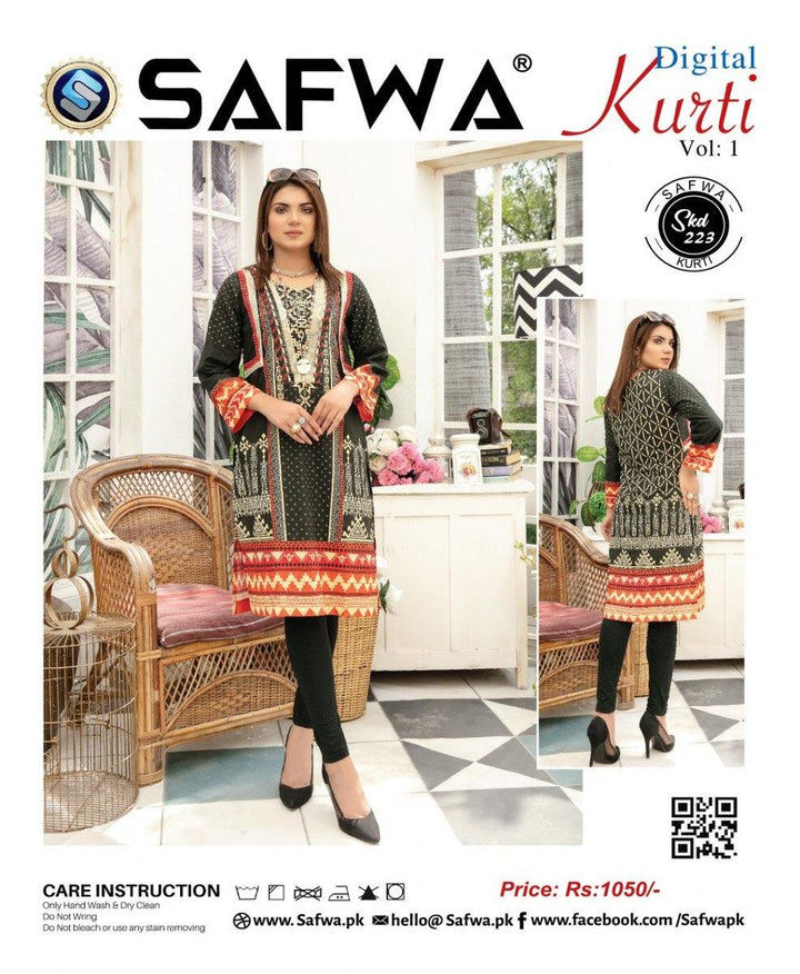 SKD 223 - SAFWA DIGITAL COTTON KURTI  VOL 1 2021  Designer KURTI| SAFWA| DRESS| DESIGN| DRESSES| PAKISTANI DRESSES
