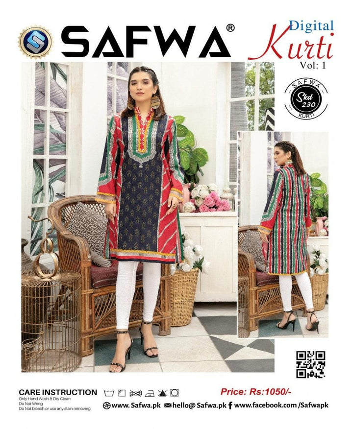 SKD 230 - SAFWA DIGITAL COTTON KURTI  VOL 1 2021  Designer KURTI| SAFWA| DRESS| DESIGN| DRESSES| PAKISTANI DRESSES