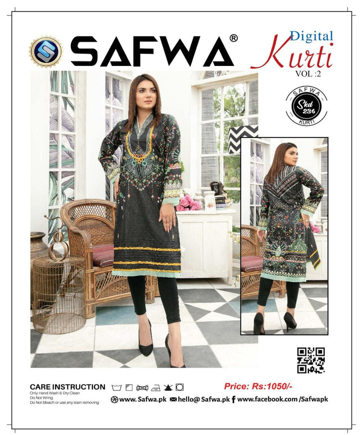 SKD 236 - SAFWA DIGITAL COTTON KURTI VOL 2 2022 Designer KURTI| SAFWA| DRESS| DESIGN| DRESSES| PAKISTANI DRESSES