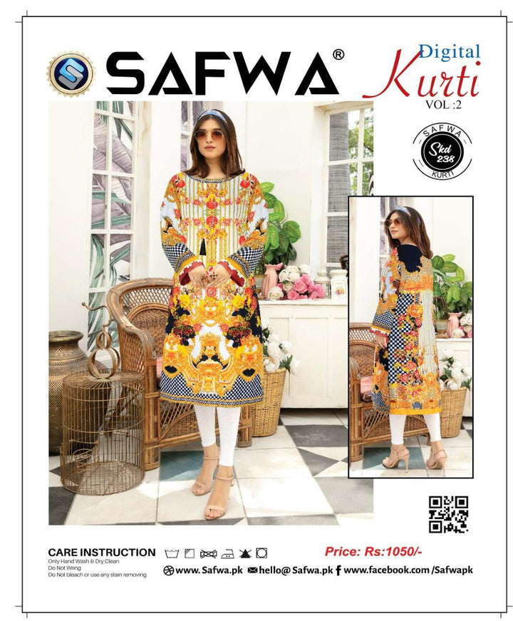 SKD 238 - SAFWA DIGITAL COTTON KURTI VOL 2 2022 Designer KURTI| SAFWA| DRESS| DESIGN| DRESSES| PAKISTANI DRESSES