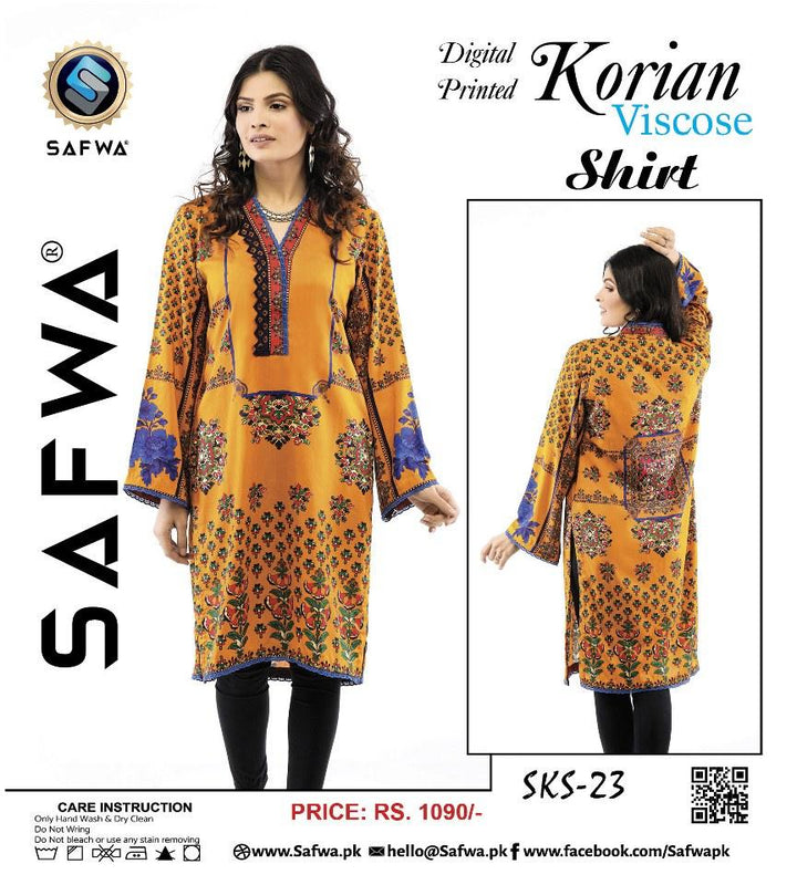 SKS-23 - SAFWA DIGITAL PRINTED VISCOSE KURTI COLLECTION | Dresses | Pakistani Dresses | Dress Design