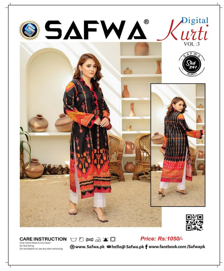SKD 241 - SAFWA DIGITAL COTTON KURTI VOL 3 2022 Designer KURTI| SAFWA| DRESS| DESIGN| DRESSES| PAKISTANI DRESSES