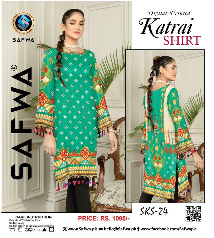 SKS-24 - SAFWA DIGITAL PRINTED KATRAI KURTI COLLECTION 2021 SAFWA | Dresses | Pakistani Dresses | Dress Design