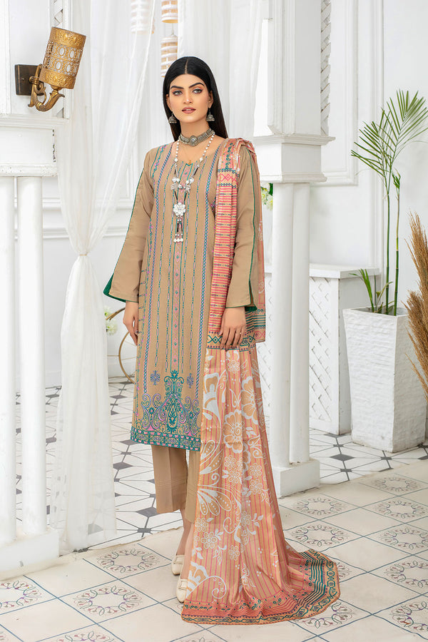 3P Embroidered Suit Lawn Pret