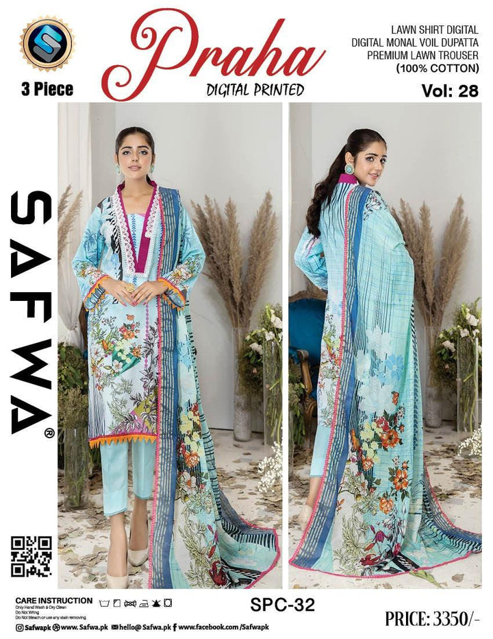 SPC-32 - SAFWA PRAHA COLLECTION 3 PIECE SUIT - Three Piece Suit-SAFWA -SAFWA Brand Pakistan online shopping for Designer Dresses | SAFWA | DRESS | DESIGN | DRESSES | PAKISTANI DRESSES