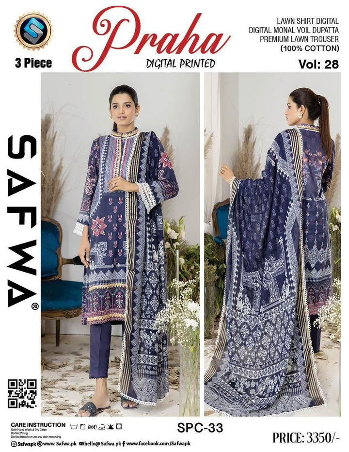 SPC-33 - SAFWA PRAHA COLLECTION 3 PIECE SUIT - Three Piece Suit-SAFWA -SAFWA Brand Pakistan online shopping for Designer Dresses | SAFWA | DRESS | DESIGN | DRESSES | PAKISTANI DRESSES