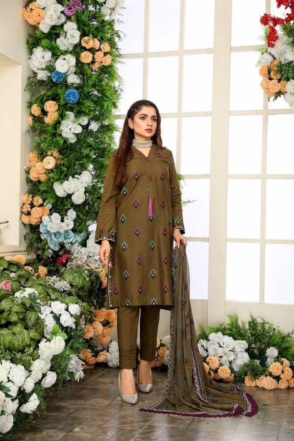 SEC-33 - SAFWA ETSY 3-PIECE EMBROIDERED COLLECTION 2022 Dresses | Dress Design | Shirts | Kurti