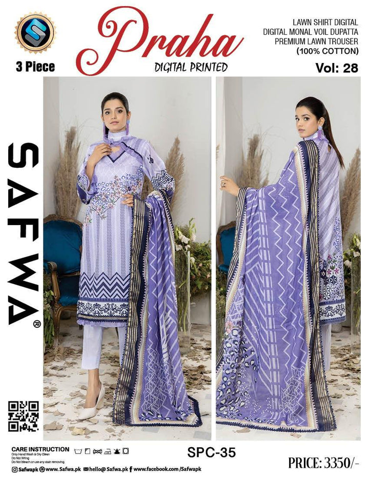 SPC-35 - SAFWA PRAHA COLLECTION 3 PIECE SUIT - Three Piece Suit-SAFWA -SAFWA Brand Pakistan online shopping for Designer Dresses | SAFWA | DRESS | DESIGN | DRESSES | PAKISTANI DRESSES