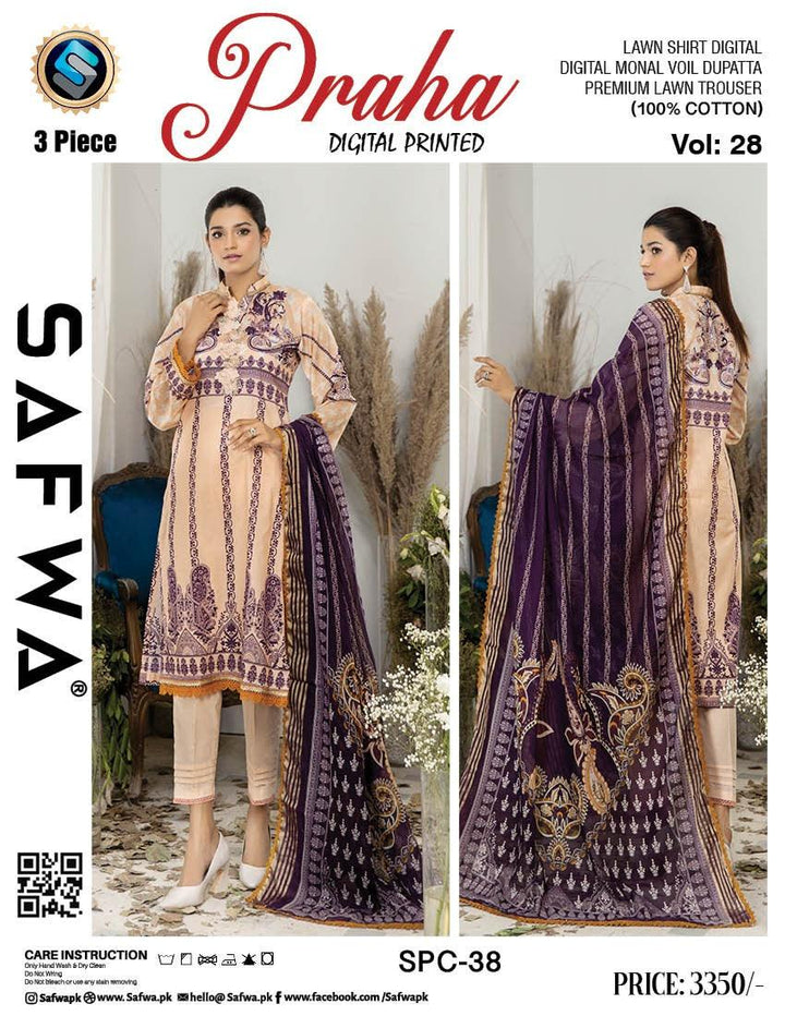 SPC-38 - SAFWA PRAHA COLLECTION 3 PIECE SUIT - Three Piece Suit-SAFWA -SAFWA Brand Pakistan online shopping for Designer Dresses | SAFWA | DRESS | DESIGN | DRESSES | PAKISTANI DRESSES