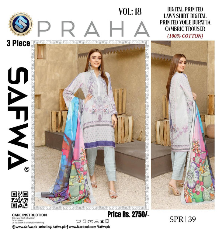 SPR-39 - SAFWA PRAHA COLLECTION 3 PIECE SUIT 2021 - Three Piece Suit-SAFWA -SAFWA Brand Pakistan online shopping for Designer Dresses| SAFWA| DRESS| DESIGN| DRESSES| PAKISTANI DRESSES