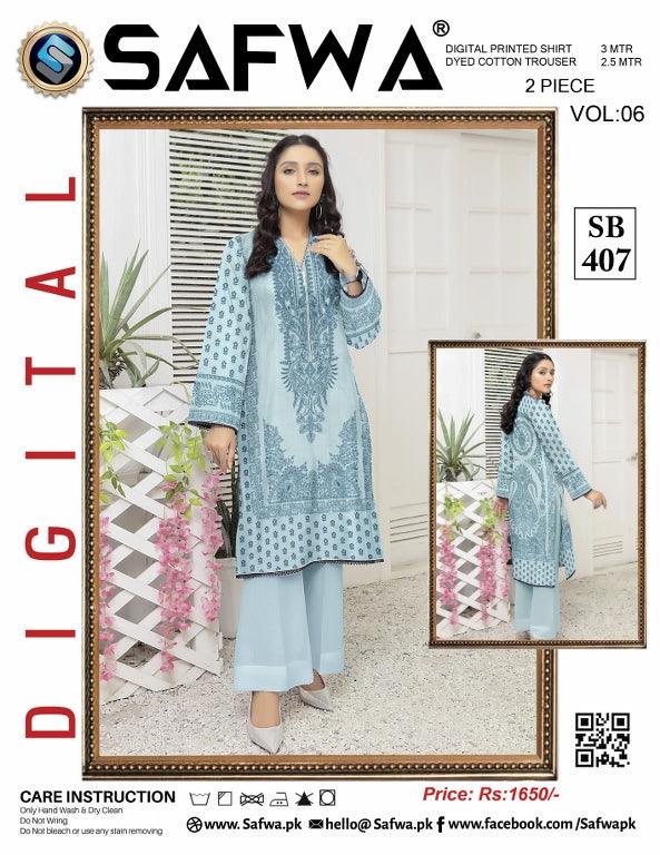 SB-407 - SAFWA DIGITAL PRINT 2-PIECE COLLECTION VOL 6 2021 Dresses | Dress Design | Pakistani Dresses | Online Shopping in Pakistan