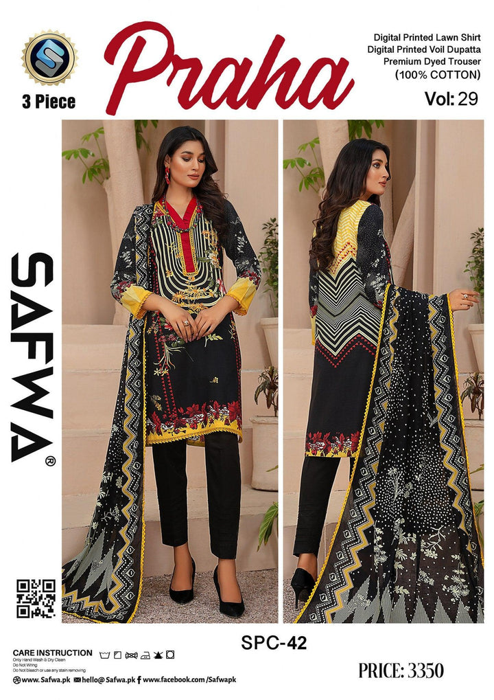 SPC-42 - SAFWA PRAHA COLLECTION 3 PIECE SUIT - Three Piece Suit-SAFWA -SAFWA Brand Pakistan online shopping for Designer Dresses | SAFWA | DRESS | DESIGN | DRESSES | PAKISTANI DRESSES