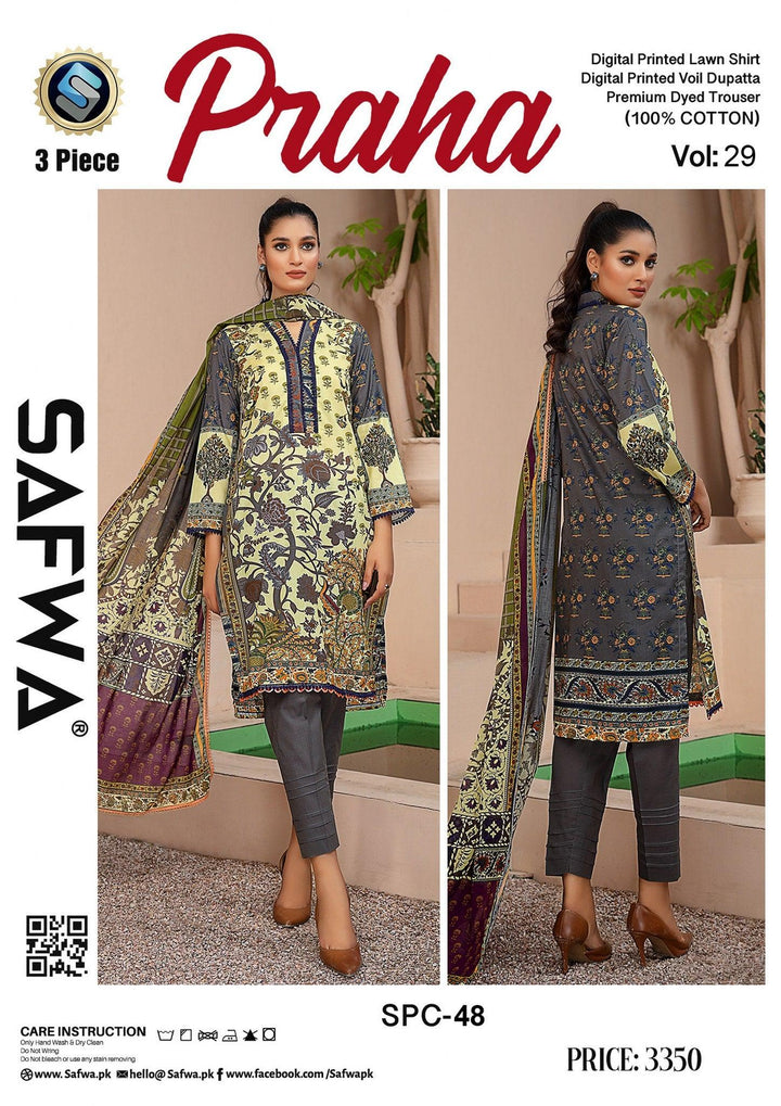 SPC-48 - SAFWA PRAHA COLLECTION 3 PIECE SUIT - Three Piece Suit-SAFWA -SAFWA Brand Pakistan online shopping for Designer Dresses | SAFWA | DRESS | DESIGN | DRESSES | PAKISTANI DRESSES