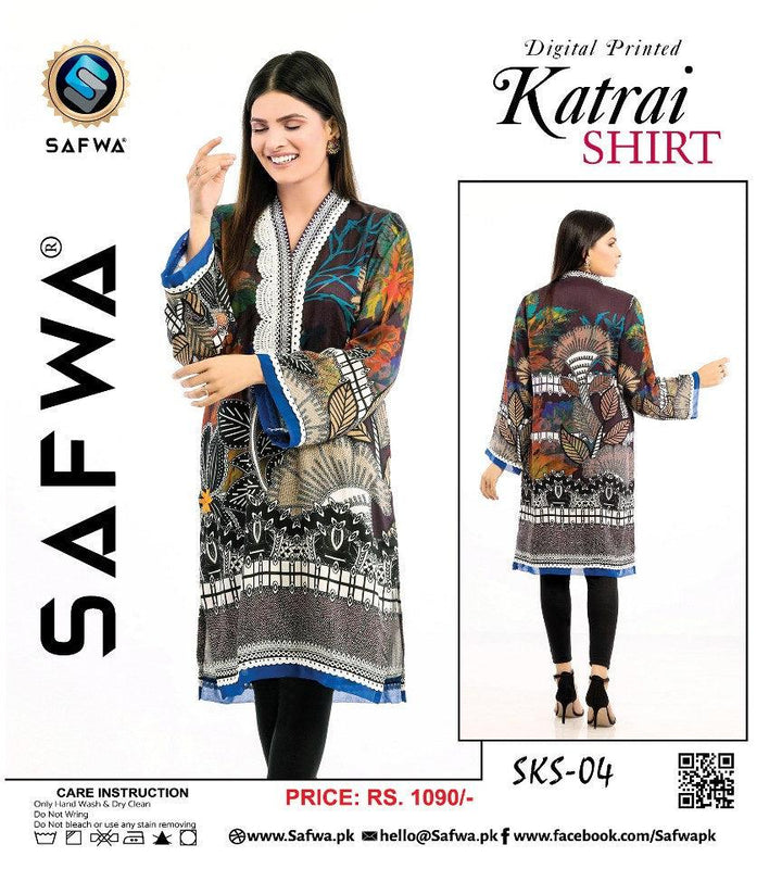 SKS-04 - SAFWA DIGITAL PRINTED KATRAI KURTI COLLECTION 2021  SAFWA | Dresses | Pakistani Dresses | Dress Design