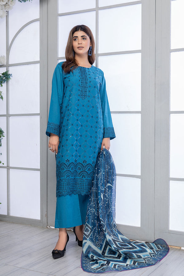 FCS-09 - SAFWA FLORAL 3-PIECE EMBROIDERED COLLECTION VOL 01