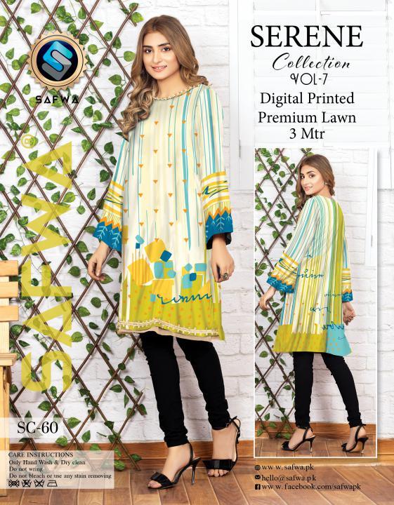 SC/60 -SAFWA PREMIUM LAWN-SERENE COLLECTION-DIGITAL LAWN SHIRT - Safwa-Pakistani Dresses-Dresses-Kurti-Shop Online