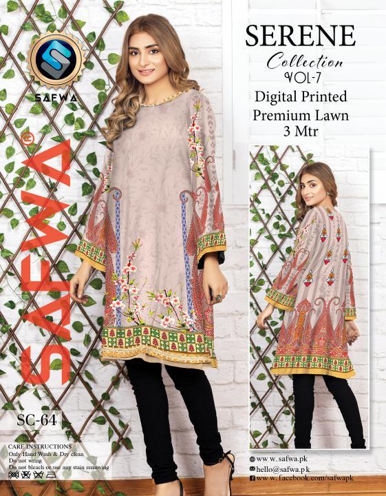 SC/64 -SAFWA PREMIUM LAWN-SERENE COLLECTION-DIGITAL LAWN SHIRT - Safwa-Pakistani Dresses-Dresses-Kurti-Shop Online