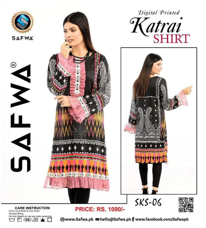 SKS-06 - SAFWA DIGITAL PRINTED KATRAI KURTI COLLECTION 2021  SAFWA | Dresses | Pakistani Dresses | Dress Design
