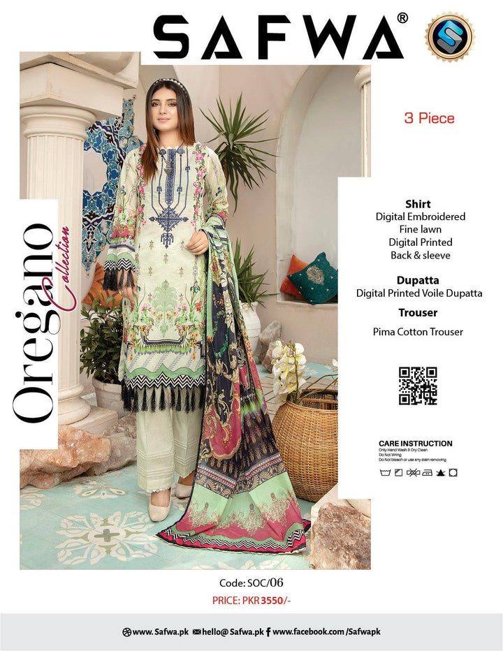 SOC-06 - SAFWA OREGANO EMBROIDERED COLLECTION VOL 01 2022 Dresses | Dress Design | Pakistani Dresses | Online Shopping in Pakistan