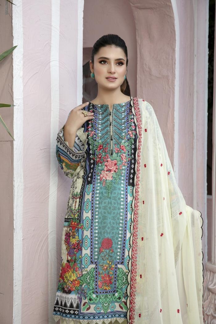 SRC-705 - SAFWA REBON EMBROIDERED LAWN-3 PIECE COLLECTION -SHIRT Trouser and Duptta |SAFWA DRESS DESIGN| DRESSES | PAKISTANI DRESSES | SAFWA -SAFWA Brand Pakistan online shopping for Designer Dresses