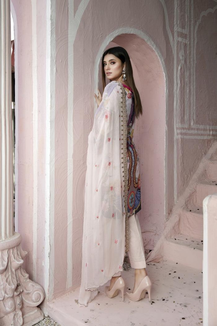 SRC-709 - SAFWA REBON EMBROIDERED LAWN-3 PIECE COLLECTION -SHIRT Trouser and Duptta |SAFWA DRESS DESIGN| DRESSES | PAKISTANI DRESSES | SAFWA -SAFWA Brand Pakistan online shopping for Designer Dresses