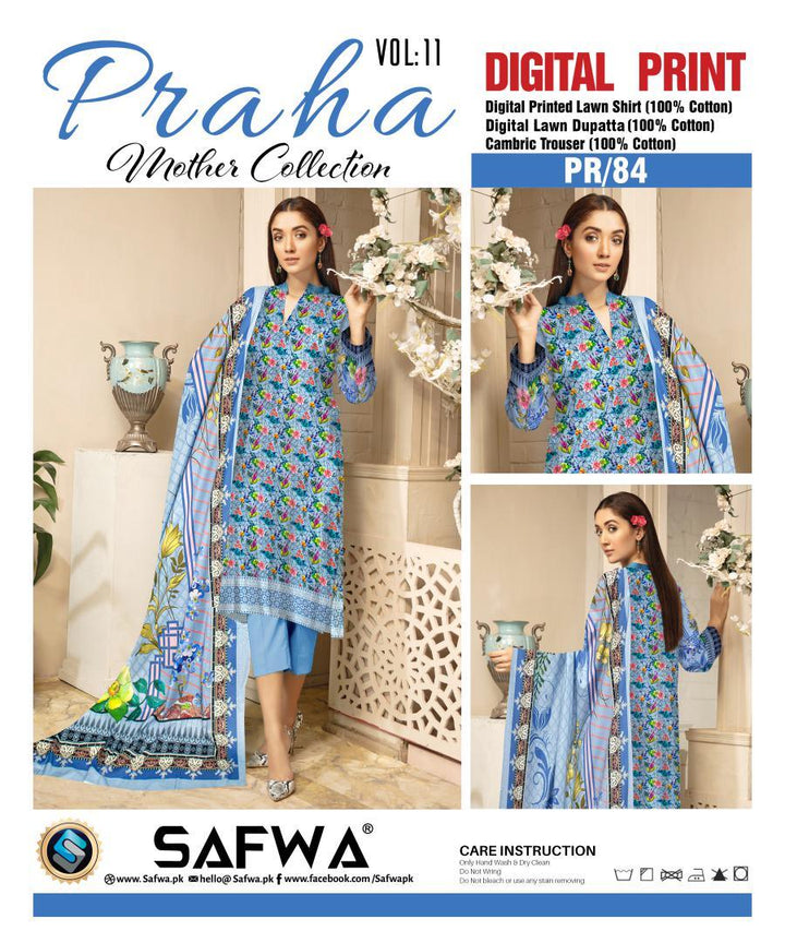 PR-84 - SAFWA PRAHA COLLECTION 3 PIECE SUIT 2020 - Three Piece Suit-SAFWA -SAFWA Brand Pakistan online shopping for Designer Dresses| SAFWA| DRESS| DESIGN| DRESSES| PAKISTANI DRESSES