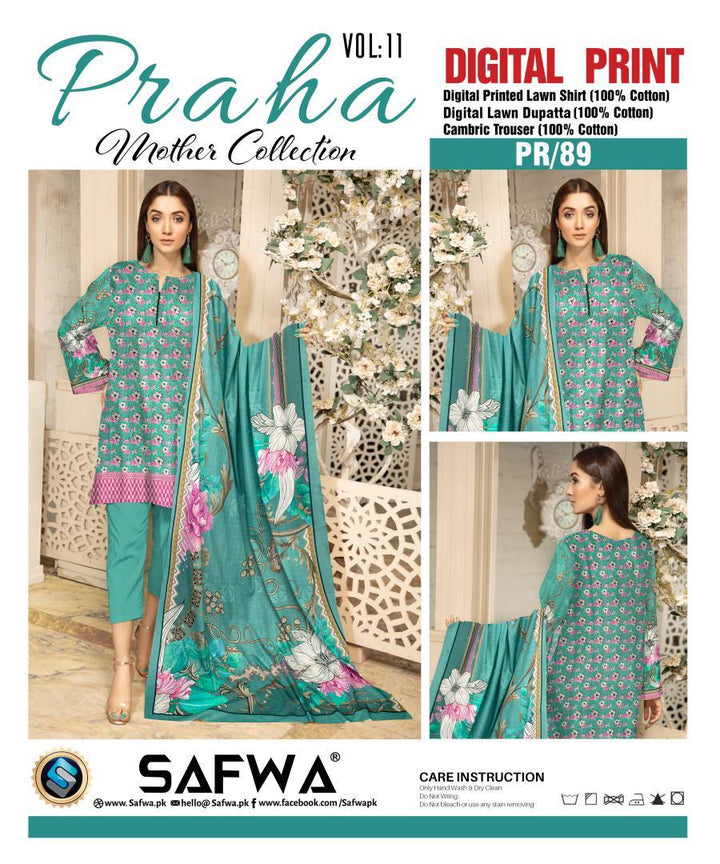 PR-89 - SAFWA PRAHA COLLECTION 3 PIECE SUIT 2020 - Three Piece Suit-SAFWA -SAFWA Brand Pakistan online shopping for Designer Dresses| SAFWA| DRESS| DESIGN| DRESSES| PAKISTANI DRESSES